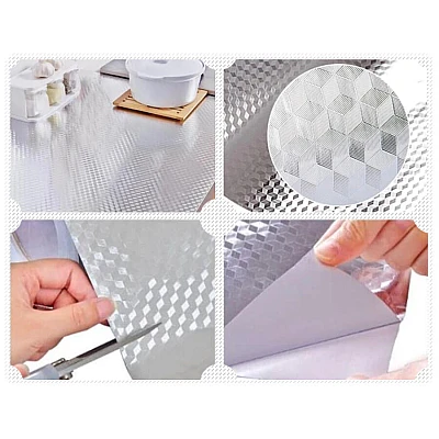 Set 2 Autocolant ALUMINIU pentru Bucatarie 40x500 cm Model ROMB Set 2 Autocolant ALUMINIU pentru Bucatarie 40x500 cm Model ROMB