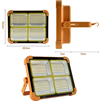 Lampa solara portabila de lucru functie incarcator 336 Leduri reincarcabila 500W temperatura 6500K Portocalie Lampa solara portabila de lucru functie incarcator 336 Leduri reincarcabila 500W temperatura 6500K Portocalie