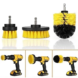 Set 3 perii Galbene curatare cu adaptor pentru bormasina/autofiletanta Set 3 perii Galbene curatare cu adaptor pentru bormasina/autofiletanta