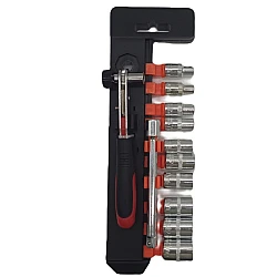 Set trusa chei tubulare 12 piese 1/4 cu cheie clichet otel crom vanadiu 4-13 mm
