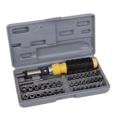 Trusa 41 Piese Surubelnita cu clichet si maner ergonomic 14 tubulare 8 biti  24 biti de precizie 2 adaptoare