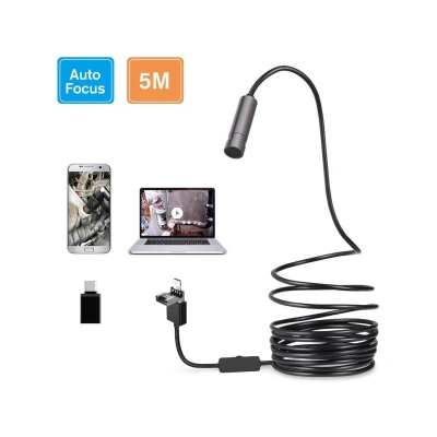 Camera Inspectie Endoscop 5 Metri  Android Waterproof Universala Slim pentru Inspectie Auto MicroUsb tai