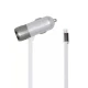 Încărcător auto 3in1 cu cablu micro USB încorporat 4.2A Argintiu