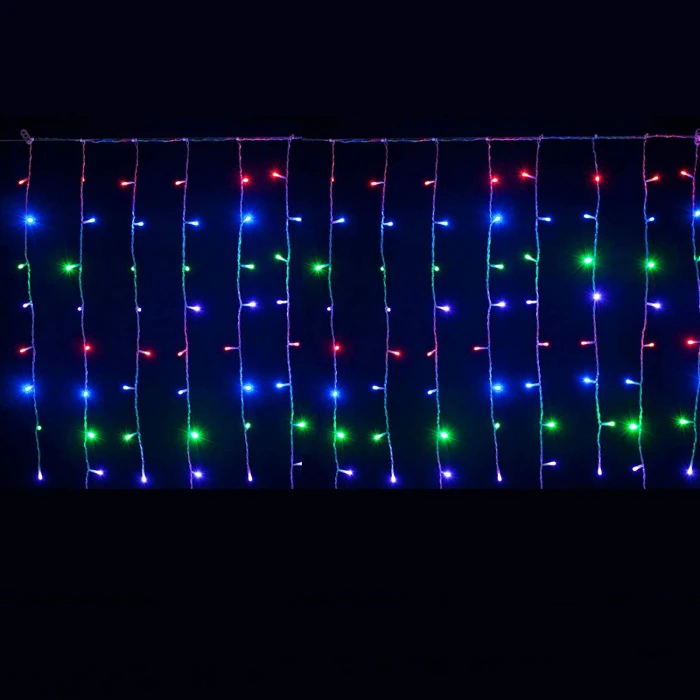 Perdea luminoasă LED, 240 LED-uri, 3 × 3 m, multicoloră – prezentare