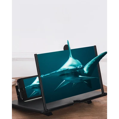 Lupa telefon 12" din PLASTIC  / Ecran de marire a telefonului / Ecran 3D Suport pliabil NEGRU