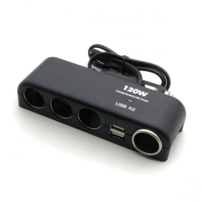 Priza auto 1525 Olesson 12V/24V cu 6 intrari 120W negru