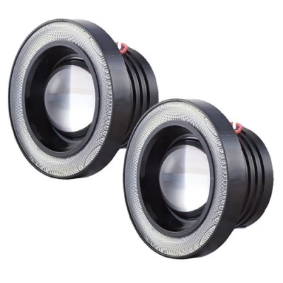 Set 2 Proiectoare 76 mm Angel Eyes cu LED DRL Lumina Alba