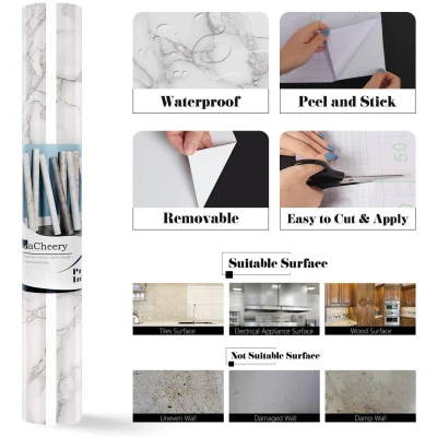 Set 2 X Autocolant Marmura ALBA 60 x 300 Autoadeziv Rezistent pentru Mobila