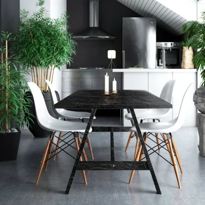Set 2 X Autocolant Marmura NEGRU CU ALB 60 x 200 Autoadeziv Rezistent pentru Mobila