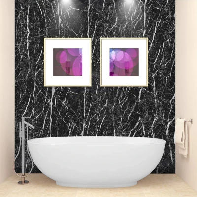 Set 3 X Autocolant Marmura NEGRU CU ALB 60 x 200 Autoadeziv Rezistent pentru Mobila