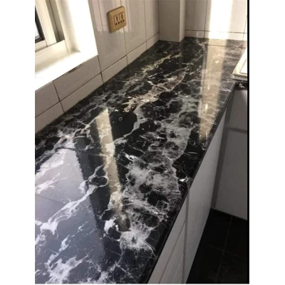Set 3 X Autocolant Marmura NEGRU CU ALB 60 x 200 Autoadeziv Rezistent pentru Mobila