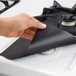Set 4 Folii TEFLON NEGRU Detasabile pentru Aragaz din Teflon  Lavabila  Reutilizabila  Negru