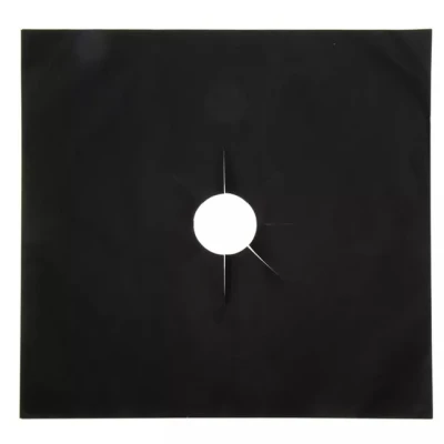 Set 4 Folii TEFLON NEGRU Detasabile pentru Aragaz din Teflon  Lavabila  Reutilizabila  Negru