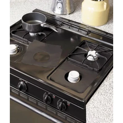 Set 4 Folii TEFLON NEGRU Detasabile pentru Aragaz din Teflon  Lavabila  Reutilizabila  Negru