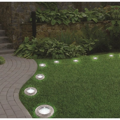 Set 4 Lampi Solare METALICE Argintii Disk Lights pentru gradina AX