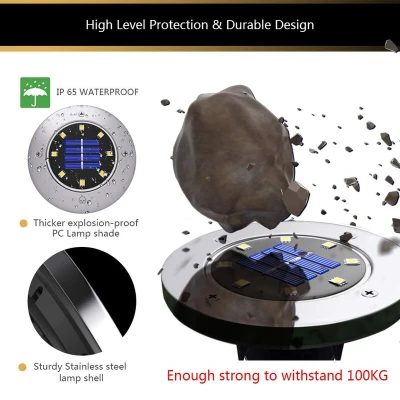 Set 4 Lampi Solare METALICE Argintii Disk Lights pentru gradina AX