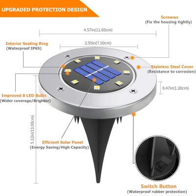 Set 4 Lampi Solare METALICE Argintii Disk Lights pentru gradina AX