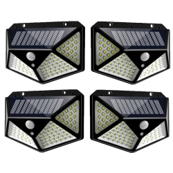 Set 4 Lampi ULTRA 100 LED Solare cu senzor de miscare si lumina 3 moduri ILUMINARE 