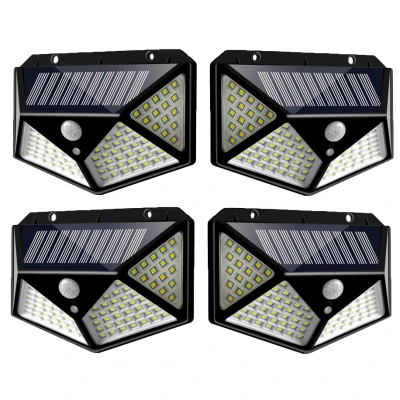 Set 4 Lampi ULTRA 100 LED Solare cu senzor de miscare si lumina 3 moduri ILUMINARE