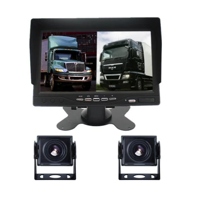 Set Monitor auto 2 camere metalice pentru tiruri  autocare  camioane