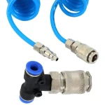Set pistol de suflat aer  furtun spirala de 5 m T de conectare camion