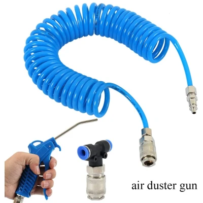 Set pistol de suflat aer  furtun spirala de 5 m T de conectare camion