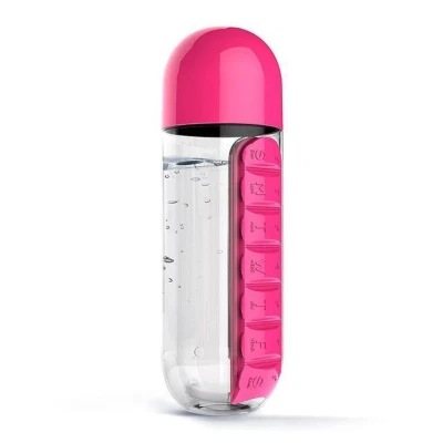 Sticla de apa  Pill & Vitamin Water Bottle 600 ml cu distribuitor pentru medicamente 