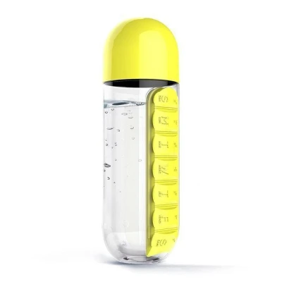 Sticla de apa  Pill & Vitamin Water Bottle 600 ml cu distribuitor pentru medicamente 