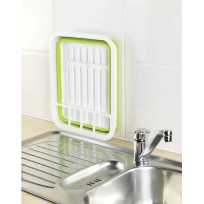 Uscator pliabil VERDE pentru vase si cu suport pentru tacamuri