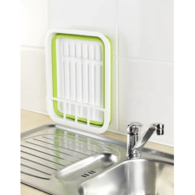 Uscator pliabil VERDE pentru vase si cu suport pentru tacamuri