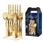 Set 24 piese tacamuri AURII cu suport otel inoxidabil