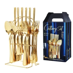 Set 24 piese tacamuri AURII cu suport otel inoxidabil