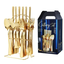 Set 24 piese tacamuri AURII cu suport otel inoxidabil