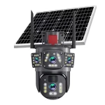 Camera de Supraveghere 4G Panoramica cu panou solar doua Lentile Full HD PTZ Zoom 10X Night Vision