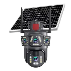 Camera de Supraveghere 4G Panoramica cu panou solar doua Lentile Full HD PTZ Zoom 10X Night Vision