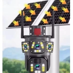 Camera de Supraveghere 4G Panoramica cu panou solar doua Lentile Full HD PTZ Zoom 10X Night Vision