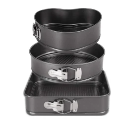 Set 3 tavi pentru copt forma Inima/Rotunda/Patrata cu baza detasabila 24/26/28 cm AM