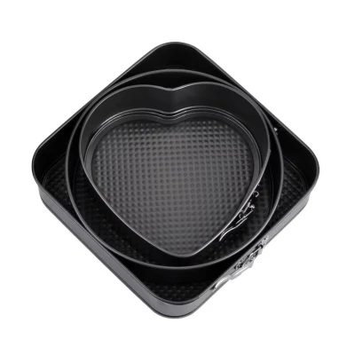 UB Set 3 tavi pentru copt forma Inima/Rotunda/Patrata cu baza detasabila 24/26/28 cm AM