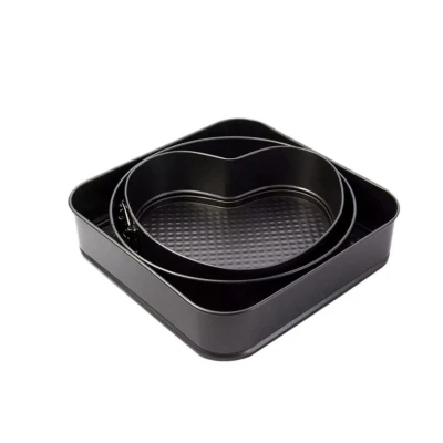 UB Set 3 tavi pentru copt forma Inima/Rotunda/Patrata cu baza detasabila 24/26/28 cm AM