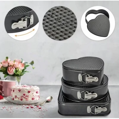 UB Set 3 tavi pentru copt forma Inima/Rotunda/Patrata cu baza detasabila 24/26/28 cm AM