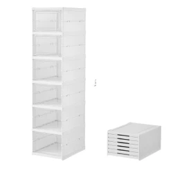 Etajera pentru pantofi cu 6 rafturi pliabila plastic de calitate transparent si rezistent