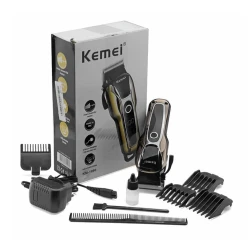 Aparat de tuns Kemei KM 1990 fara fir acumulator 2000 mAh display LCD lama inox