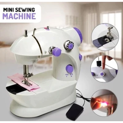 Masina de cusut portabila mini SM 202A cu 2 fire 2 viteze compacta