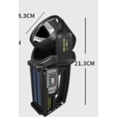 Lanterna de mana W5166 cu incarcare solara port tip C indicator baterie rotatie 360