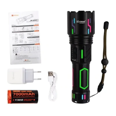 Lanterna YM G640Y 1 cu raza lunga de actiune 4000 lm baterie 32700 5 moduri iluminare si zoom reglabil