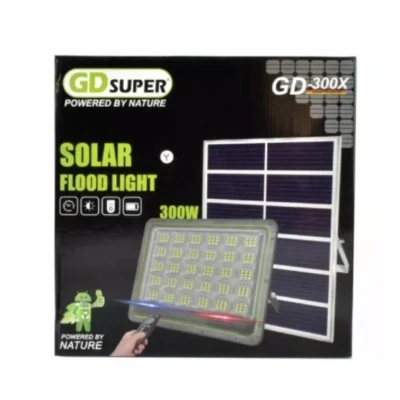 Proiector solar LED impermeabil 300W cu panou si telecomanda GD300X