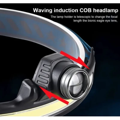Lanterna de cap LED COB cu inductie W678 si 3 moduri iluminare USB 3W