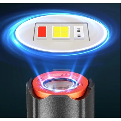 Mini lanterna de urgenta portabila YM M52 reincarcabila de camping 1500LM magnetic spate metalic