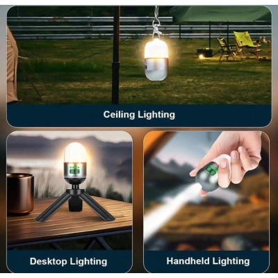Mini Lanterna de camping multifunctionala reincarcabila YM B81 cu baza magnetica si trepied 9 moduri de iluminare