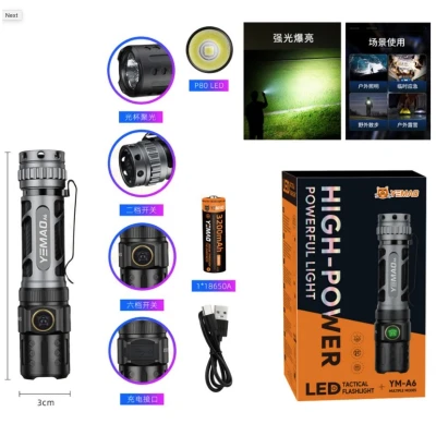 Lanterna tactica de mana YM A6 de 2200LM baterie 18650 cu 5 moduri de iluminare